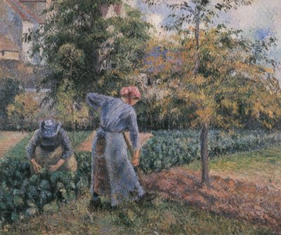 In de groentetuin in Pontoise door Camille Jacob Pissarro